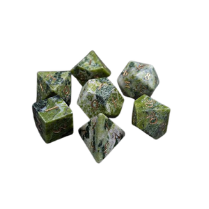 High quality stone dice Serpentine natural crystal reiki healing gemstones <b>Engraved</b> custom dice set Vikings crystal - Product Image 6