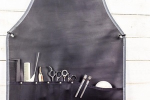 Tablier de protection en cuir robuste, résistant au feu, de qualité supérieure, en cuir véritable, réglable, pour barbier - Product Image 4