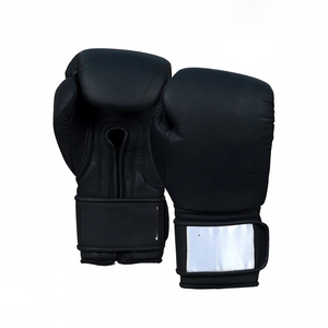 Gants de boxe en cuir noir, à doigts entiers, avec fermeture à lacets au poignet, pour adultes de 14 ans et plus, unisexe, pour arts martiaux - Product Image 1