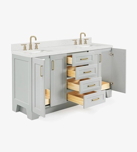 Mueble de Baño Personalizado Quartus de 66 Pulgadas con Doble Lavabo, Solo Mueble, 4 Opciones de Acabado, Fabricante OEM de Vietnam - Product Image 4