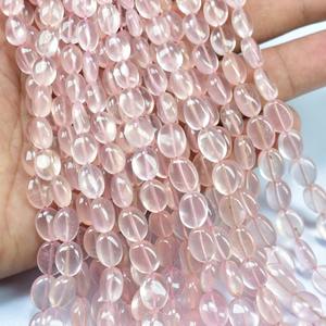 Natural Rose Quartz Smooth Oval Shape Loose Gemstone Beads 6 To 8mm Quartz Stone Beads For Jewelry Making Wholesale Rose Quartz - Product Image 2