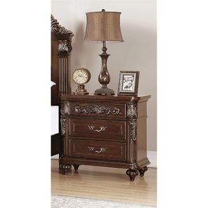<b>Antique</b> Walnut Traditional Nightstand with 2 Drawers Cherry Veneer and Hanging Pull <b>Bedside</b> <b>Table</b> for Bedroom Furniture - Product Image 5