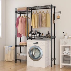 Appendiabiti in metallo resistente, portatile, per interni, organizer per armadio, scaffale portaoggetti per lavatrice e asciugatrice, appendiabiti in filo metallico per piccoli spazi - Product Image 3