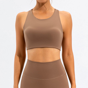 Asymmetrical High Support Quick Dry Breathable Eco-Friendly Spandex/Polyester Sports <b>Bra</b> Removable Pads <b>Open</b> Back Workout <b>Bras</b> - Product Image 3