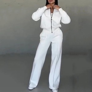 Lightweight Women's Premium Quality Two-Piece Winter Casual Solid Hooded <b>Tracksuit</b> Set 100% Cotton Customized - Product Image 2