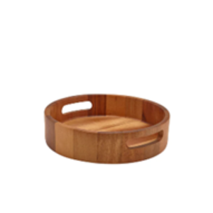 Bandeja Redonda de Madera de Acacia Premium con Asas |   Bandeja de Madera Hecha a Mano para Servir Desayuno, Café y Comida, para el Hogar y Hoteles - Product Image 1