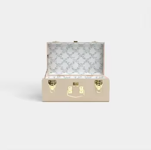 Pink Rectangular <b>Trunk</b> <b>Storage</b> <b>Box</b> with Gold Hinges and Floral Lining Design 1 Layer <b>Storage</b> Ideal for Accessories Organization - Product Image 3