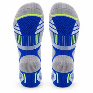 Chaussettes de sport pour hommes, bleu gris, en laine/nylon, respirantes, à séchage rapide, tricotées, pour l'été - Product Image 4