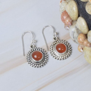 Pendientes Colgantes de Plata 925 Vintage con Coral, Diseño de Flor, Joyería para Uso Diario de Mujer y Niña - Product Image 3