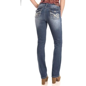 Jeans Rectos de Lona Azul para Mujer, Venta Caliente 2026, Novedades de Moda, Logotipo Personalizado, Cintura Elástica, Transpirables, que Absorben la Humedad, Alta Calidad - Product Image 6