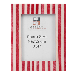 Handora Wooden Photo <b>Frame</b> Red <b>White</b> Striped Vertical Tabletop Classic Handmade - Product Image 4