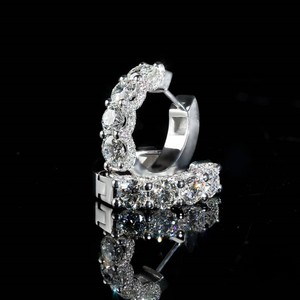 925 Silver Moissanite Huggie Hoop Earrings Round Brilliant Claw Set Unisex Jewelry for Party Wedding <b>Gift</b> - Product Image 5