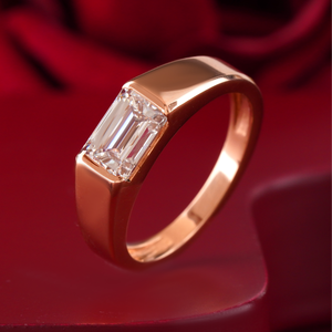 14K Rose Gold Men's <b>Ring</b> 2.11 CT <b>Emerald</b> Cut Lab Grown Diamond VVS-VS DEF Solitaire Wedding Band Bezel Setting IGI Certificate - Product Image 2