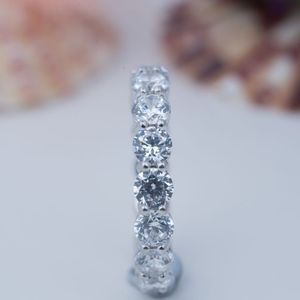 Anillos de Joyería Fina Personalizados, Plata de Ley 925, Anillo de Compromiso, Aniversario, Boda, Eternidad, con Moissanita para Mujer - Product Image 4