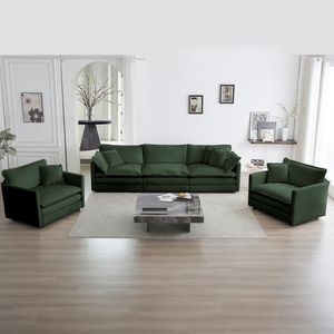 Set Divano Moderno a 3 Posti 1+1+3 con Poltrona e Divanetto con Braccioli Contemporanei per Casa o Ufficio - Product Image 1