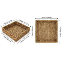 Panier de rangement carré décoratif en jonc de mer naturel tressé à la main AG Elements, 12 pouces, organisateur écologique pour la maison, l'hôtel et la vente au détail