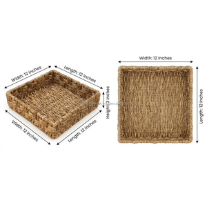 AG Elements Handwoven Natural Seagrass <b>Square</b> Decorative Storage Tray <b>Basket</b> 12 Inch Eco Friendly Organizer Home Hotel Retail - Product Image 3