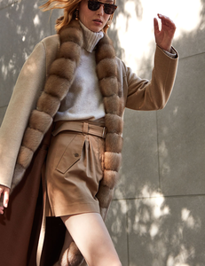 Manteau long élégant et décontracté pour femme, en mélange de laine écologique, doublure polyester, couleur unie, chaud, pour l'hiver, usage quotidien - Product Image 4
