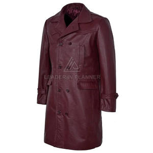 Nouveau design 2026 – Manteau long en cuir pour homme, style moderne, trench-coat, avec logo personnalisé - Product Image 4