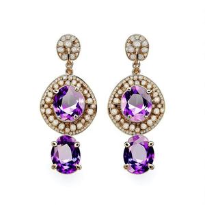 Boucles d'oreilles longues en argent sterling 925 avec boucles d'oreilles pendantes à la mode en pierre précieuse améthyste bleue pour l'approvisionnement en gros - Product Image 2