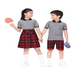 Wholesale Sports Uniform Boys T Shirt With <b>Checks</b> Shorts & Girls T Shirt With <b>Checks</b> <b>Skirts</b> - Product Image 1