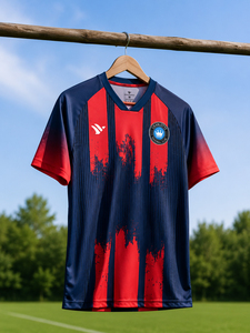 Conjunto de Camiseta de Fútbol Personalizada con Cuello en V, Manga Corta, Color Rojo Marino, Sublimada, Transpirable, de Secado Rápido, Uniforme Unisex para Adultos y Jóvenes - Product Image 3