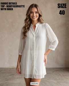 Kurti Blanco Tradicional de Rayón para Mujer, Largo hasta el Suelo, para Fiestas - Product Image 1