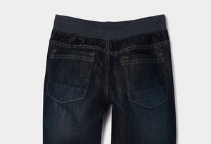 Jeans en denim brut à jambe droite pour garçons, taille élastique, coupe régulière, longueur complète, pantalon en denim décontracté pour enfants, tenue quotidienne, mode urbaine, nouveauté - Product Image 5