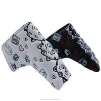 Funda de cuero PU con logotipo personalizado, cubierta de cabeza de palo de golf, putter