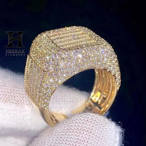 Luxury <b>Iced</b> Out Men's <b>Ring</b> - Baguette and Round Cut Paved Gold Band - Heerak Diamonds Custom Jewelry - Product Image 4