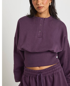 2026 Fashion Custom Workout Fitness Sports 2PCS Set Long Sleeve Fleece <b>Warm</b> Crop <b>Top</b> &Wide Leg Trouser Yoga Running Sweatsuit - Product Image 5