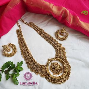 Nova Mart Laxmi Golden Alloy with Gold Plating Oxidized Polish Casual Fashion Jewelry Set India KHJ1847 - Product Image 1