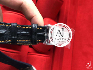 AARVA JEWELS นาฬิกาโครโนกราฟประดับเพชรสำหรับผู้ชาย 43 มม. คริสตัลแซฟไฟร์ อะนาล็อก ตัวเรือนสแตนเลส สายยาง - Product Image 6