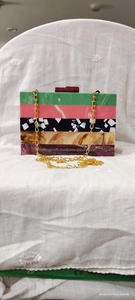 Motif géométrique Lady Style Résine Bois Pochettes avec Chaînes Décoration une Fusion Fonctionnelle et Élégante de l'Art et de la Mode - Product Image 2