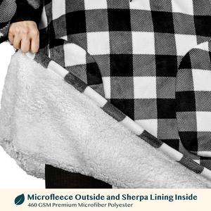 Couverture-cagoule personnalisable en polaire Sherpa pour adulte, avec poches, idéale pour femme, pour regarder la télévision, coupe oversize, à porter comme un sweat à capuche. - Product Image 3