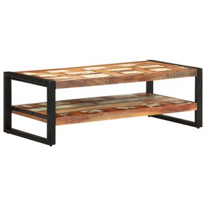 Mesa de centro de madera maciza recuperada y hierro con recubrimiento en polvo - Product Image 1