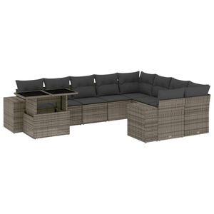 Ensemble de canapés de jardin gris foncé et gris, meubles d'extérieur en rotin, capacité de 10+ places, résistant aux intempéries, design contemporain - Product Image 4