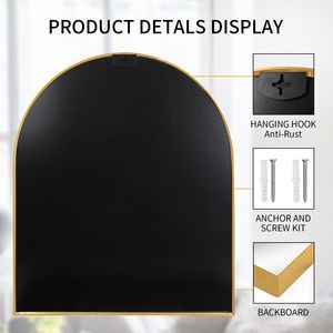 Specchio Moderno da Parete 76x91 cm con Cornice in Metallo Dorato, Decorazione per Camera da Letto, Soggiorno, Ingresso - Product Image 5