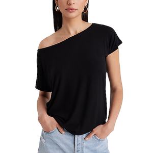 Camiseta de algodón de manga corta con logotipo personalizado para mujer, Camiseta lisa de alta calidad con logotipo bordado, superventas 2024 - Product Image 1