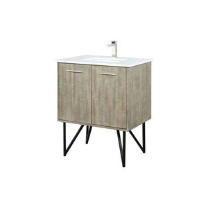 Mobile da bagno rustico in acacia con piano da 30 pollici L X 20 Pollici Set rubinetto con piano in marmo colato e finitura nichel spazzolato, 20 pollici. L X 20 Pollici D - Product Image 4