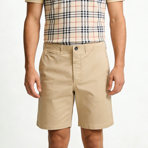 Shorts chino pour homme, coupe classique, en coton léger, formels, pour le travail, avec poches, couleur unie, légers, respirants, logo personnalisé - Product Image 1