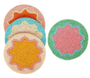 <b>Beaded</b> Embroidery <b>Coaster</b> Bohemian Style 300mm Diameter 5mm Thickness High Durable Home & Hotel Party Use Table Mat - Product Image 3