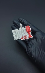 Microphone RAP LIVE Iced Out Moissanite, Bijoux de rappeur, Pendentif Hip Hop en Argent Sterling 925, Pendentifs et Breloques de joaillerie fine - Product Image 4
