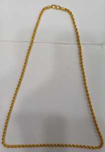 22K Solid Gold <b>Rope</b> <b>Chain</b> Link Necklace Twisted Lobster Clasp Fashion Jewelry for Unisex Party Gift and Daily Wear - Product Image 2