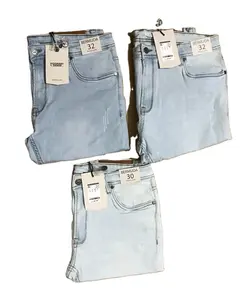Herstellung von übrig gebliebenen Kleidungs stücken Überschuss Overrun Bekleidung Herren Jeans Jeans Baumwolle Spandex Shorts Hosen Marken etiketten Veränderbar