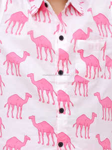 Conjunto de ropa de algodón 100% para niñas, camisa de retazos de Color camello Rosa sólido de manga corta informal de lujo para niños de talla grande para 1-12 - Product Image 4