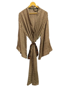 ชุดคลุมยาวระดับข้อเท้า ผ้าไหมหลากสี ชุดนอน ชุดคลุมสไตล์อินเดีย วินเทจ ผ้าไหมซารีรีไซเคิล คิโมโน - Product Image 2