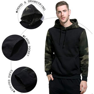 Sweat à capuche camouflage classique à imprimé numérique en tissu mélange coton et polyester avec poche frontale et poignets côtelés - Product Image 5