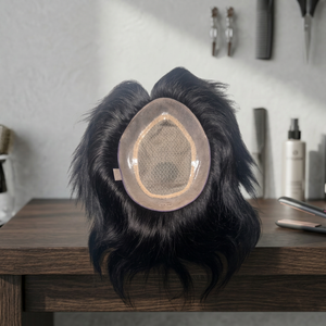 Toupet Taz Premium en Cheveux Indiens Remy, Base en Soie Mono, Densité 100%, Style Lisse Central, Nœuds Invisibles, 40-80g pour Usage Quotidien - Product Image 3