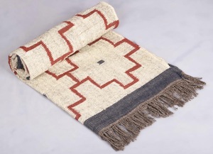 Geometric Pattern Jute <b>Rug</b> with Tassel Fringe – Eco-Friendly <b>Boho</b> Cotton Blend Carpet for Living Room & Home Decor - Product Image 4